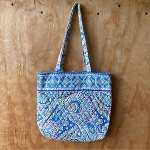 Vera Bradley quilted Paisley blue and yellow Shoulder Tote